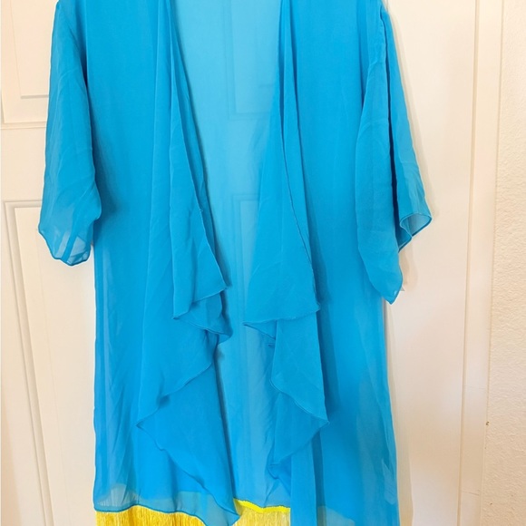LuLaRoe Blue and Yellow Layered Swim Coverup - Picture 1 of 4